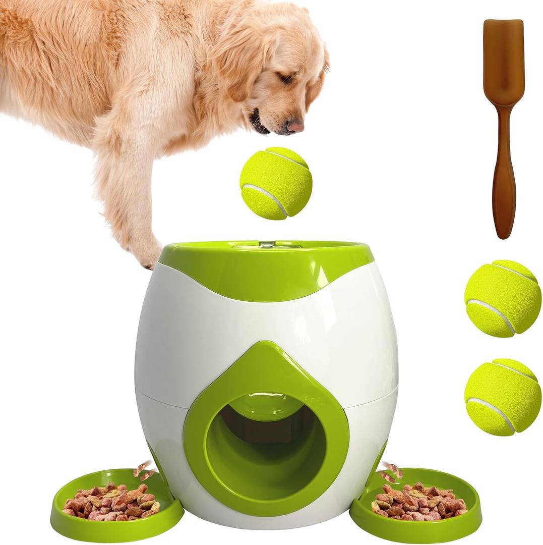 ABULL Interactive Dog Puzzle Toy - Drop The Ball to Get Treats, 2-in-1 Treat Dispenser & Slow Feeder for Healthy Eating, Keep Them Busy and Stop Boredom, Fun and Durable for All Breed (Green)