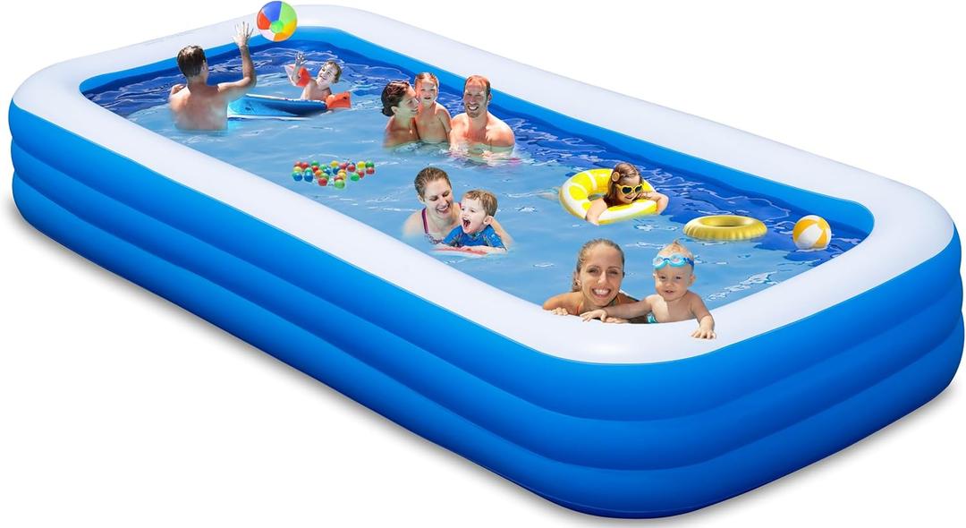 Extra Large Inflatable Pool with Pump, Lylting 158"x74"x22" Big Outdoor Blow Up Pool for Adults, Full Size Family Inflatable Swimming Pools for Backyard Home Garden Lawn Indoor Outdoor