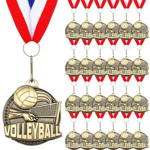 Cunno 24 Pcs Gold Medals Bulk 2 Inch Award Ribbons Sports Themed Metal Medal Trophy for Team Day Tournaments Birthday Party Winner Gifts