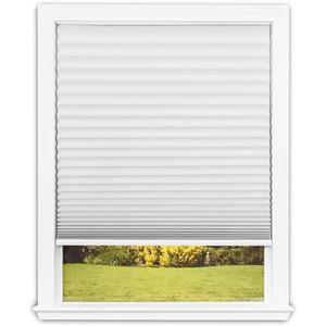 Redi Shade No Tools Easy Lift Trim-at-Home Cordless Pleated Light Filtering Fabric Shade White, 36" W x 64" L, (Fits windows 19"- 36")