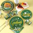 Graduation Plates and Napkins 2026 Graduation Party Supplies - Green and Gold Paper Plates Tableware Set for Congrats Grad Graduation Party Decorations, Serves 24