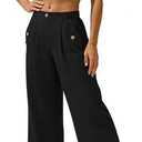 Blooming Jelly Women Dress Work Palazzo Wide Leg Business Casual Pants High Waisted Summer Trendy Slack Teacher Travel Trouser (M, Black)