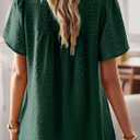 Falechay Womens Summer Tops Crewneck Short Sleeve Shirts Casual Chiffon Blouses Flowy Lace Hem Boho Clothing Trendy 2026 (Green, L)