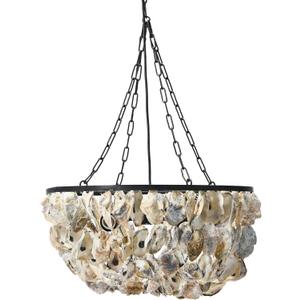 Creative Co-Op Round Oyster Shell Chandelier with 2 Lights, 20.5 Inches Round X 9.75 Inches Height