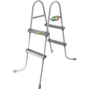 YUEWO 36" 2-Step Steel Frame Above Ground Swimming Pool Ladder with Non-Slip Plastic Steps for Entry and Exit System Swim Pools, Silver