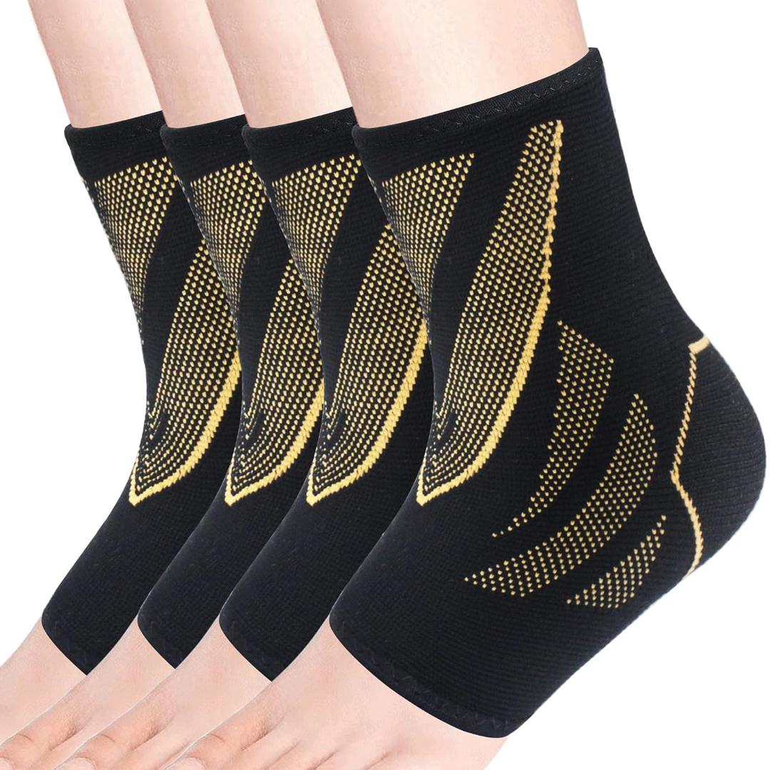 Ankle Guards,2 Pairs Ankle Brace for Women & Men,Ankle Compression Sleeve,Volleyball Ankle Support Brace for Women & Men,foot support brace for pain,plantar fasciitis compression socks for women & Men, X-Large, Black/Copper