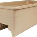 The HC Companies Deck Railing Planter Box w/Removable Drain Plugs - Lightweight & Weatherproof Plastic Flower Box - Balcony Planters for Railing and Fence (24, Sandstone)