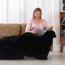 Tuddrom Decorative Extra Soft Faux Fur Throw Blanket 50" x 60",Reversible Fuzzy Long Hair Shaggy Throw Blankets, Fluffy Cozy Plush Fleece Comfy Microfiber Fur Blanket for Couch Sofa Bed, Black