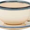 Coffeezone Vintage Design 12 oz Ceramic Latte Art Cappuccino Barista Cup with Saucer (Beige)