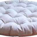 Large Linen Floor Cushions,Round Futon Pillows Japanese Style Tufted Floor Pillows Meditation Cushions for Seating On Pad for Yoga Sofa Balcony(Size:30x30inch,Color:Beige), 75x75cm