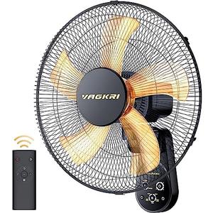 VAGKRI Wall Mount Fan, 16 Inch Wall Fans with 5 Blades, 5 Speeds, 8 Hour Timer, 90° Oscillating Quiet Fan with Remote for Home Office Bedroom Living Room Garage (Black)