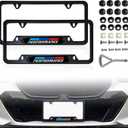 2PCS License Plate Frames, Stainless Steel 4-Hole License Plate Bracket Cover Holder for BMW X3 X5 X1 X7 X6 4 3 5 2 1 Series M3 M5 M4 M2 M6 e90 e91 Accessories, with Screw Caps Cover Set(Black)