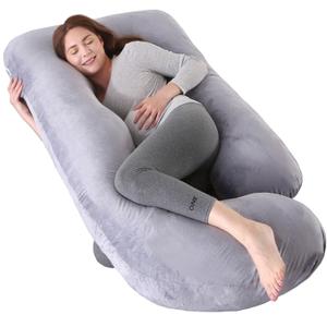 Pregnancy Pillows for Sleeping - U Shaped Full Body Maternity Pillow with Removable Cover - Support for Back, Legs, Belly, HIPS - 57 Inch Pregnancy Pillow for Women - Grey