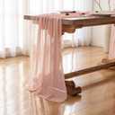Keketoarrange Pink Mothers Day Cheesecloth Table Runner Spring Boho Rustic Gauze 120 inch 10FT Cheese Cloth Runner for Wedding Baby Shower Bridal Birthday Tea Party Summer Home Decorations