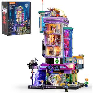 Cyber Couture Galleria Building Set - Cyberpunk Neon City Future Style Toy with Light Kit for Home Decor - Amazing Gift Idea for Boys & Girls, Adults & Sci-fi Lovers, 2701 Pcs