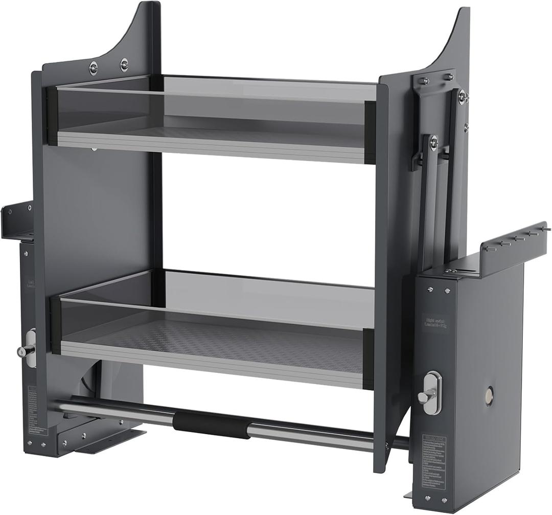 22-35.8 Inch Pull Down Shelf for Kitchen Upper Cabinet, 2-Tier Pull Down Cabinet Organizer, 22-24 Inch, Black