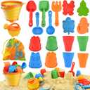 Beach Toys Set for Kids, Collapsible Sand Bucket and Shovels Set with Watering Can,Mesh Bag, Ice Cream &Animal Sand Molds,Travel Beach Toys for Toddler Boys Girls Age 3 4 5 6 7 8+