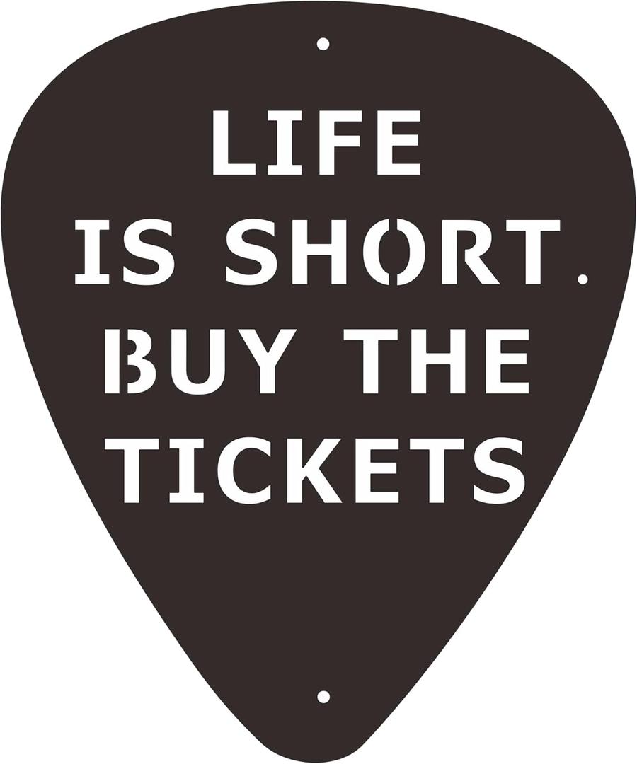 Rajukit Metal Guitar Pick Wall Decor Art  Unique Music Wall Art with Inspiring Life is Short. Buy the Tickets Inscription  Metal Wall Art Guitar Decor for Thanksgiving, Christmas