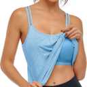 Hibelle Women's Workout Yoga Racerback Tank Tops with Built in Shelf Bra (Black, XS)