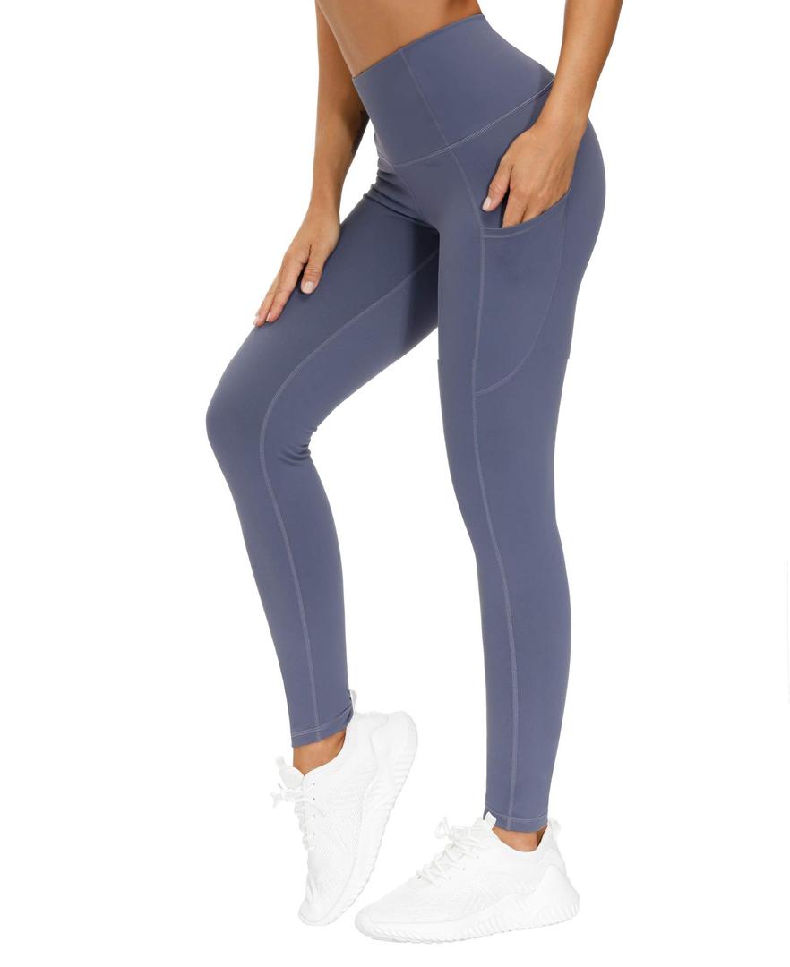 THE GYM PEOPLE Thick High Waist Yoga Pants with Pockets, Tummy Control Workout Running Yoga Leggings for Women, Small