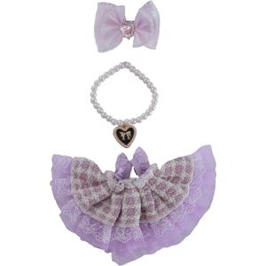 17cm Doll Clothes Set 3-Piece Doll Clothing Set with Purple Dress Necklace and Heart Decor Accessories for 17cm Plush Dolls, Clothes Only, No Doll Included