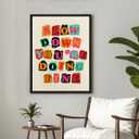Positive Affirmations Framed Canvas Wall Art Slow Down You're Doing Fine Poster Print Wall Decor Daily Reminder Uplifting Quote Painting Picture Home Decoration