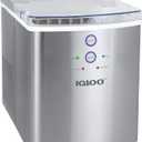 Igloo Electric Countertop Ice Maker Machine - Automatic and Portable - 33 Pounds in 24 Hours - Icecube Maker - Plastic Scoop and Basket - Ideal for Iced Coffee and Cocktails - Stainless Steel