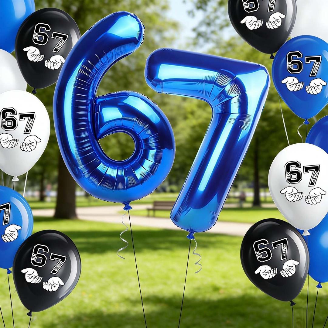 6 7 Birthday Decorations, 32pcs Six Seven Party Supplies Balloons for I Was 6 Now I'm 7 Birthday Decorations Boys