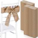 SmoothNovelty 24 Pcs Burlap Chair Sashes for Wedding Natural Jute Bow Ribbon Ties for Rustic Country Wedding Decoration Farmhouse Vintage Party Reception Birthday Anniversary Banquet, 3.9inch x 7.87ft