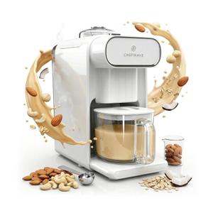 ChefWave Milkmade Soy Milk Maker – 6-in-1 Plant-Based Milk Machine for Almond, Oat, Soy, Cashew, Coconut & Macadamia – No Soaking, Auto-Clean, Delay Start, Glass Pitcher – White