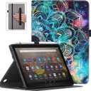 VORI Case for All-New Amazon Fire HD 10 Tablet (11th Generation 2021 Release) and Fire HD 10 Plus, Folding Stand TPU Cover with Auto Wake/Sleep & Hand Strap for Fire 10.1 Inch 2021, Mandala Galaxy