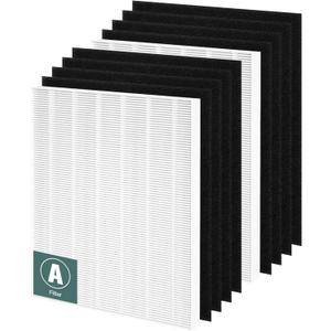 115115 Replacement Filters A for Winix PlasmaWave Air Purifier C535, 5300-2, 6300-2, 5300, 6300, AM90, P300, Funmit 2 High-efficiency Size 21 Filter + 8 Activated Carbon Pre-Filters (10 Piece Set)