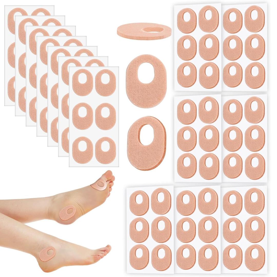 Shynek 42 Pcs Callus Pads Soft Felt Callus Oval Shape Cushion Pads for Bottom of Foot Self Adhesive Foot Callus Cushions, Corn Pads for Feet for Men and Women Pain Lessen Foot Care, Beige