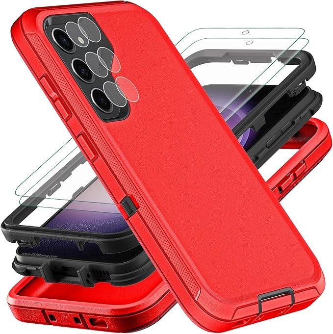 YKHJKLEC For Samsung Galaxy S23 FE Case, Military Grade 3 In 1 Next Duty, Red