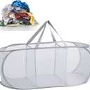 Foldable Laundry Basket, 3 Section Collapsible Laundry Baskets Laundry Hamper Clothes Basket for Bathroom Dorm Travel, Mesh Oxford Cloth (Gray)