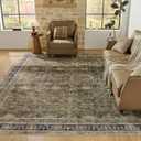 WITSHOCK Boho Living Room Rugs 10x12: Brown Olive Washable Stain Resistant, Modern Vintage Farmhouse Distressed Neutral, Soft Low Pile Large Rug for Bedroom Dining Room Playroom Home Office, 120x144