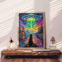 1000 Piece Jigsaw Puzzles for Adults Cute Cat in Boat Painting Jigsaw Puzzle Alien Spaceship,UFO 1000 Pieces Puzzles The Rocky Mountain DIY Craft Puzzle Cultural Family challenging Gift Bedroom Decor
