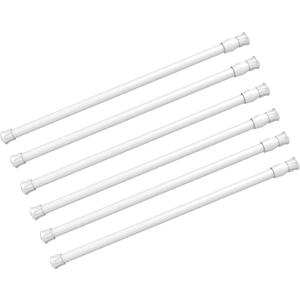 6 Pack Spring Tension Curtain Rod Adjustable Length for Kitchen, Bathroom, Cupboard, Wardrobe, Window, Bookshelf DIY Projects (15.7" to 28"- 6 Pack, White)