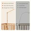 Crib Mobile Holder, HBM Wooden Mobile Arm & Hanger for Crib, Nursery Decor for Baby Girl Boy