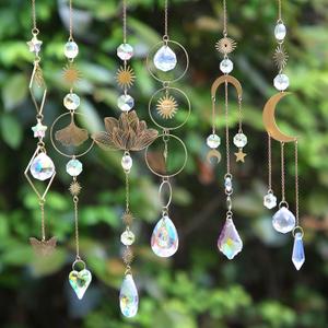 6 Pieces Colorful Crystals Suncatcher Hanging for Window Crystal Ball Prism Rainbow Maker Pendants for Garden Christmas Tree Wedding Party Patio Backyard Car Home Indoor Outdoor Decoration