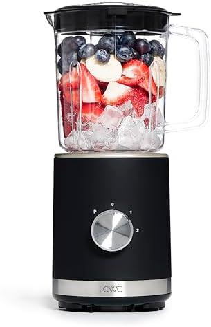 COOK WITH COLOR 300 Watt Blender: Powerful 2-Speed Control with Pulse, 4-Tip Stainless Steel Blades, 25oz (750ml) Jar, and Skid-Resistant Feet, Black