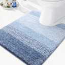 Arotive Microfiber Contour Toilet Rugs U-Shaped, Shaggy Soft Absorbent Bathroom Rugs, Non-Slip Thick Plush Bathroom Mat, Machine Wash Dry Bath Mats for Toilet Base, 20x20, Light Blue