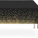 2 Pack Black and Gold Dot Tablecloth, Black Plastic Table Cloths for Parties Disposable, 54x108in Waterproof Rectangular Camping Tablecloth for New Years Birthday Party Picnic Baby Shower