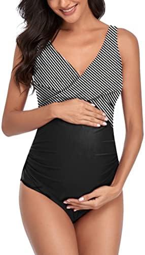 SUMMERSUNSHINE Maternity One Piece Swimwear Front Cross Pregnancy Swimsuit Bathing Suit Maternity Bikini, XL