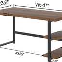 FOLUBAN 47 Inch Computer Desk, Small Home Office Desk with Storage Shelves, Industrial Writing Study Gaming Table Workstation for Living Room Bedroom, Rustic Walnut