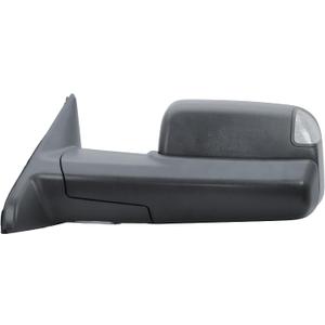 Driver Left Side Door Towing Mirror Black Back Cover Power and Heated Glass with Turn Signal Light and Puddle Light Manual Folding and Temperature Sensor For Ram 1500 2500 3500 2009-2018