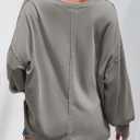 Fisoew Womens Oversized Sweatshirts Casual Deep V Neck Lantern Long Sleeve Fall Pullover Tops (Gray)