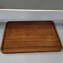 16" x12" Large Solid Acacia Wood Serving Tray Rectangular Wooden Serving Platter Natural Wooden Board for Bar Coffee Party