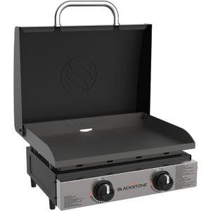 Blackstone 1813 Original 22 Tabletop Griddle with Hood and Stainless Steel Front Plate, Powder Coated Steel, Black