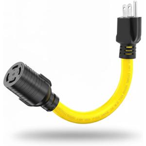 NEMA 5-15P to L14-30R Generator Adapter Cord, Heavy Duty 10AWG Power Extension Cable, ETL Listed Twist Lock Plug, Household 15Amp 3Prong Male to 30Amp 4Prong Locking Female